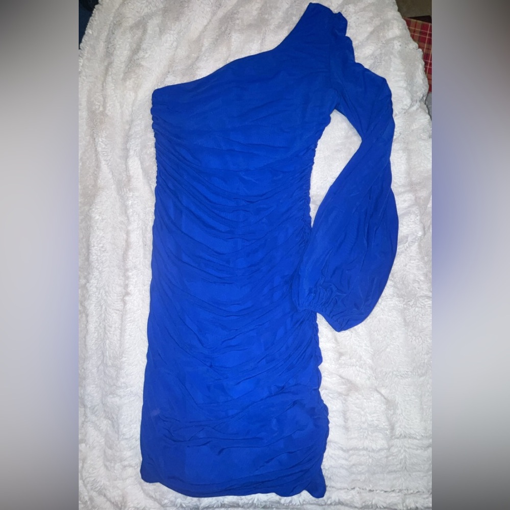 SHEIN One Shoulder Dress in Vibrant Blue